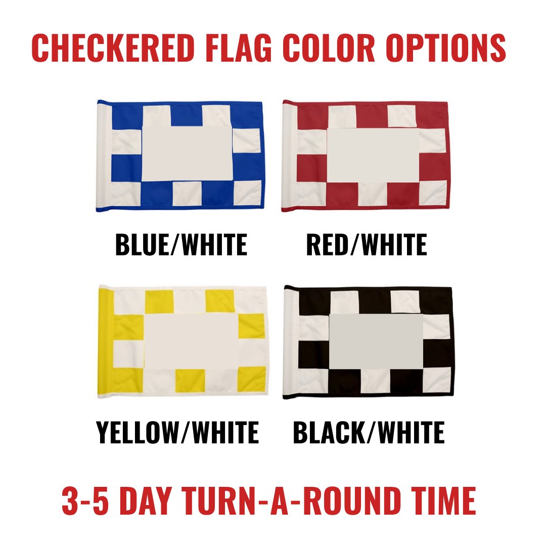 Checkered Regulation Perma-Print Custom Golf Flags flag options