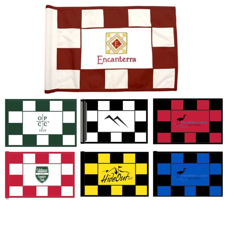 Custom Checkered Embroidered Logo Regulation Pin Flags