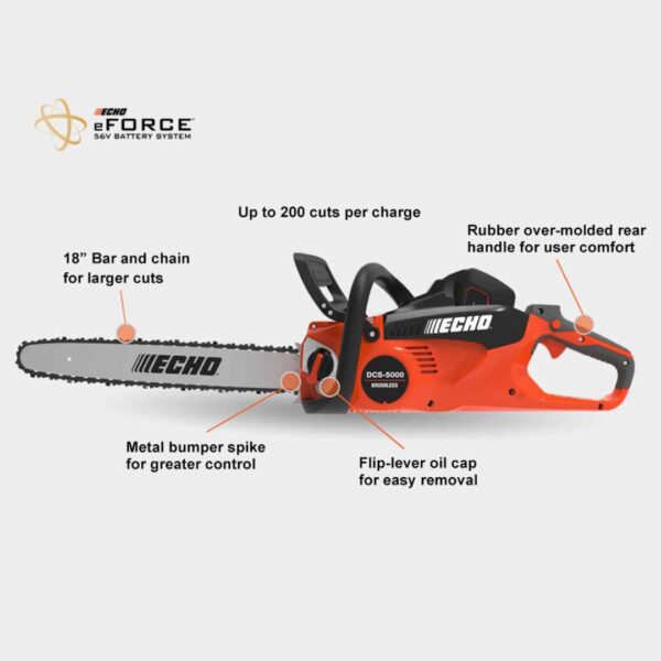 ECHO_56V_DCS-5000_Echo eFORCE® 56V 18'' Battery Rear-Handle Chainsaw