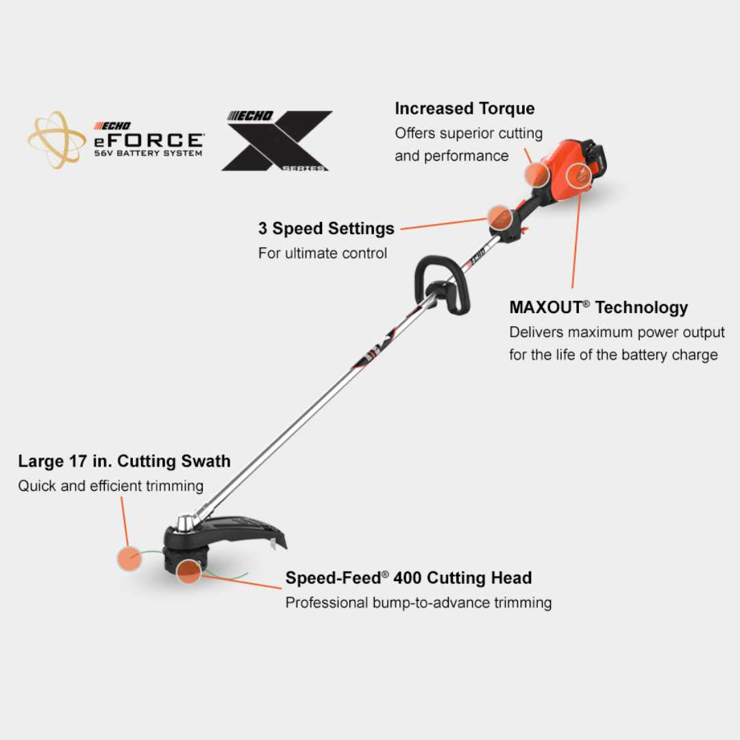 Echo eFORCE® 17 in. Battery Powered Straight Shaft String Trimmer ...
