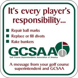 Image of GCSAA Superintendent Sign in white with green border and red and green text