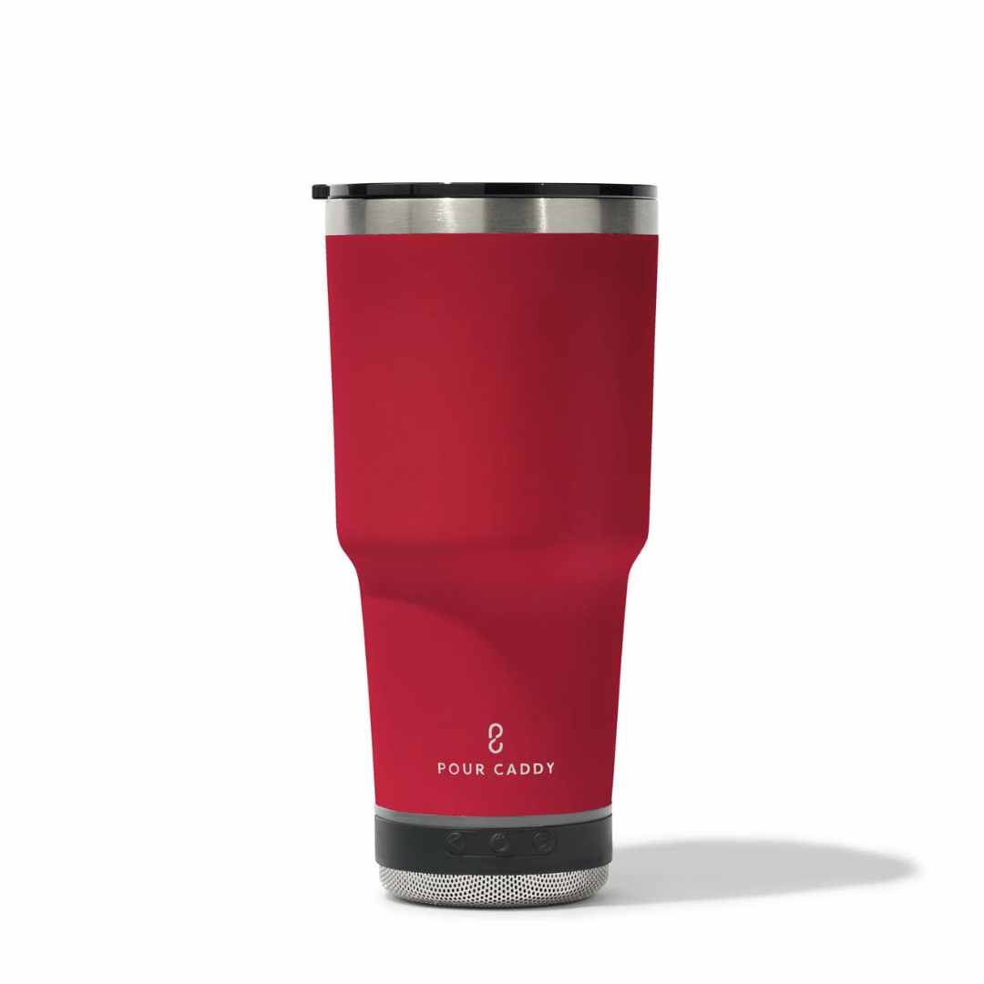 Go Caddy 28oz Vibe Tumbler - 3 Base Options- red- solo speaker