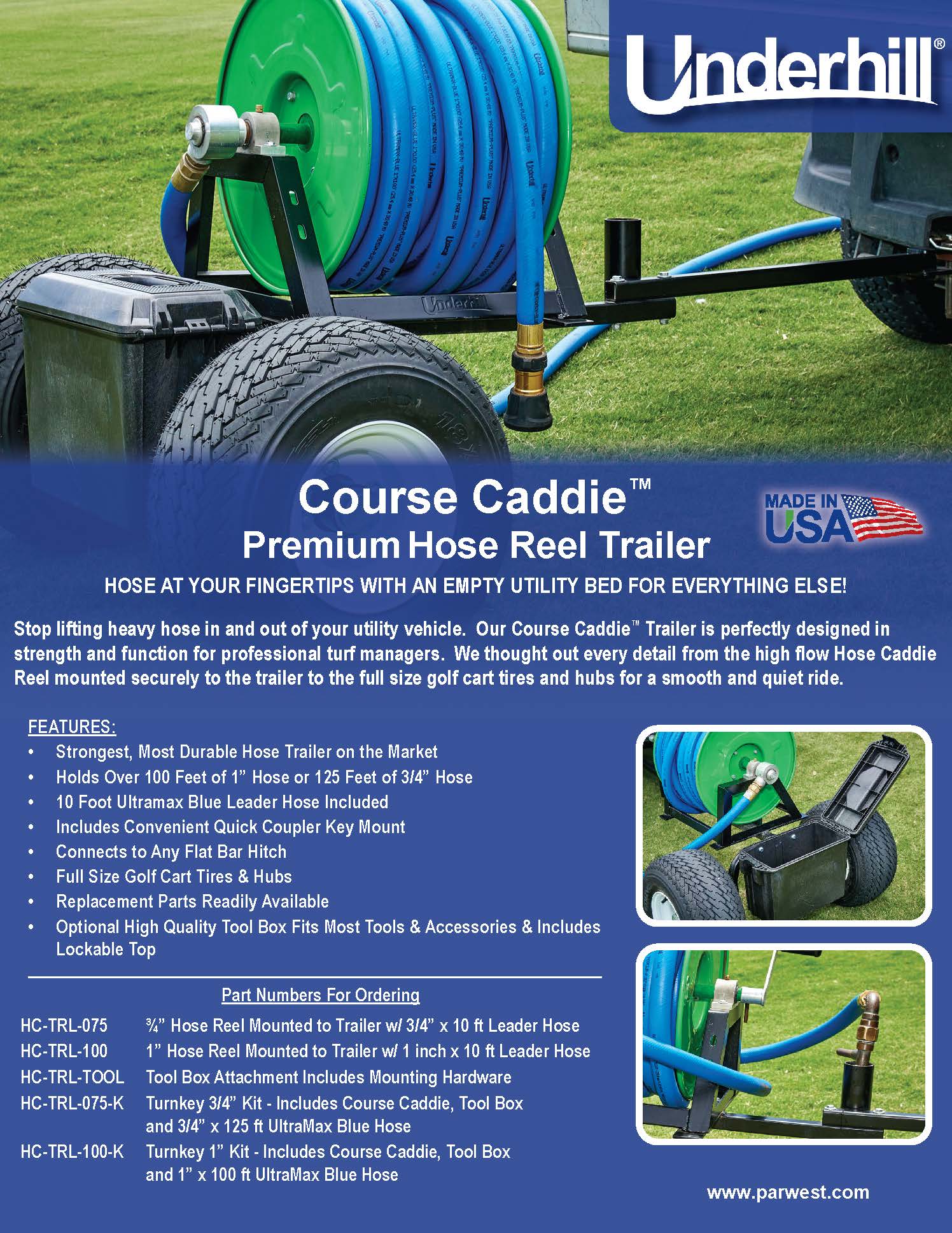 Underhill Course Caddie Turnkey Kit - 3/4 inch (HC-TRL-075-K)