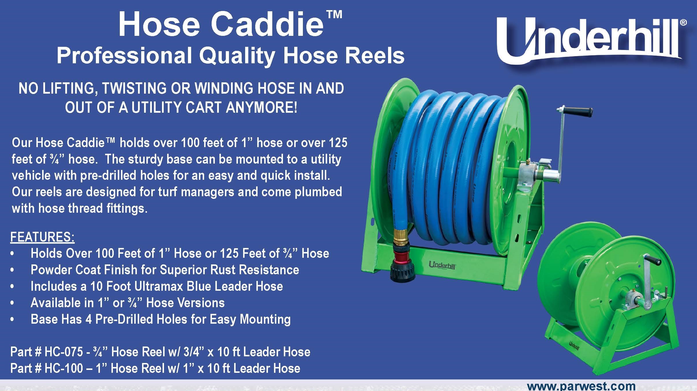 Underhill International 100' & 150' Hose Caddie - Metal Hose Reel For 1  and 3/4 Hoses