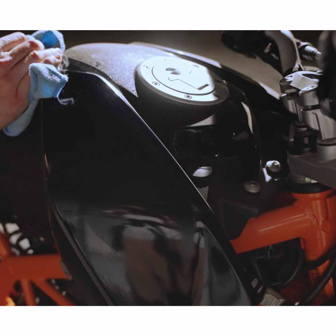 Hydra Coat Waterless Wash and Quick Detailer on motorcycle