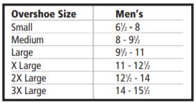 tingley boots size chart