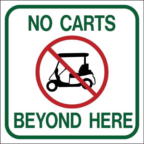 Image of No Carts Beyond Here Traffic Sign in white with green border and text