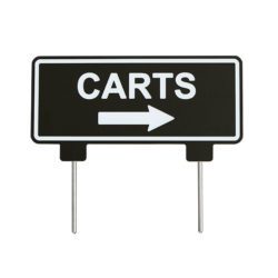 Image of Plastic Arrow Carts Traffic Sign in black with white border and text