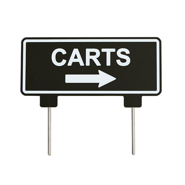 Image of Plastic Arrow Carts Traffic Sign in black with white border and text