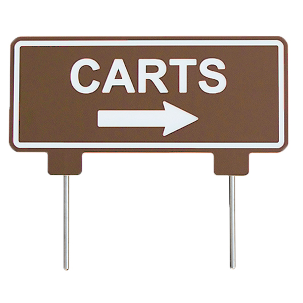 Image of Plastic Arrow Carts Traffic Sign in brown with white border and text