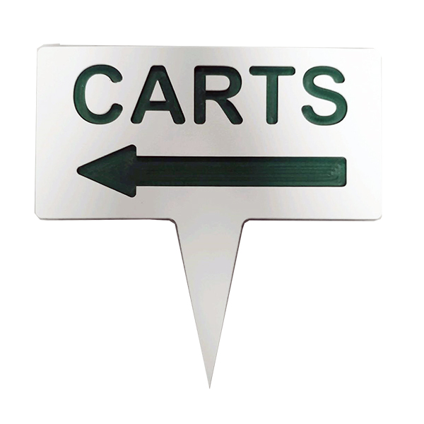 Image of Plastic Arrow Carts Traffic Sign in white with green text