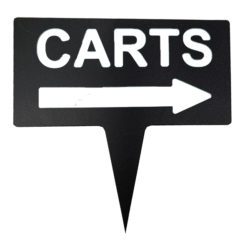 Image of Plastic Arrow Carts Traffic Sign in black with white text