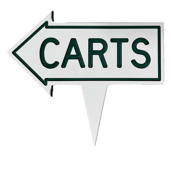 Image of Plastic Arrow Carts Traffic Sign in white and green border and text