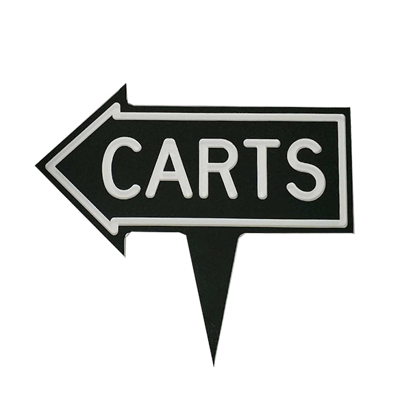 Image of Plastic Arrow Carts Traffic Sign in green with white border and text