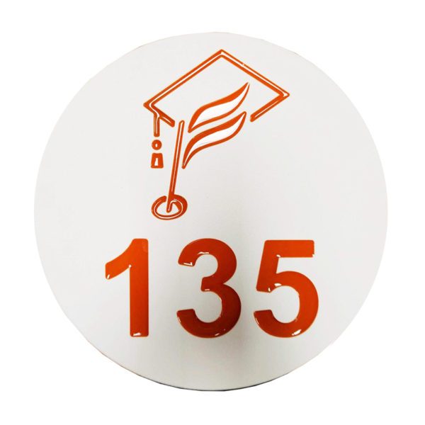 Image of Round Laminate Fairway Distance Markers in white and orange