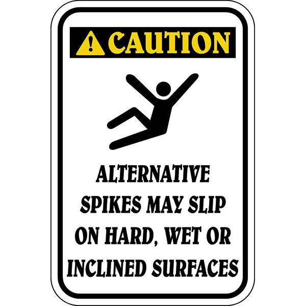 Image of Caution Slippery When Wet Sign in white with black border and text
