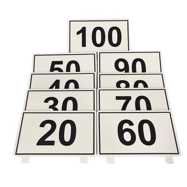 Image of chipping yardage targets in white