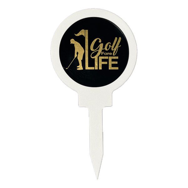 Image of Perma Core Plastic Lolipop Golf for Life tee maker in gold and black