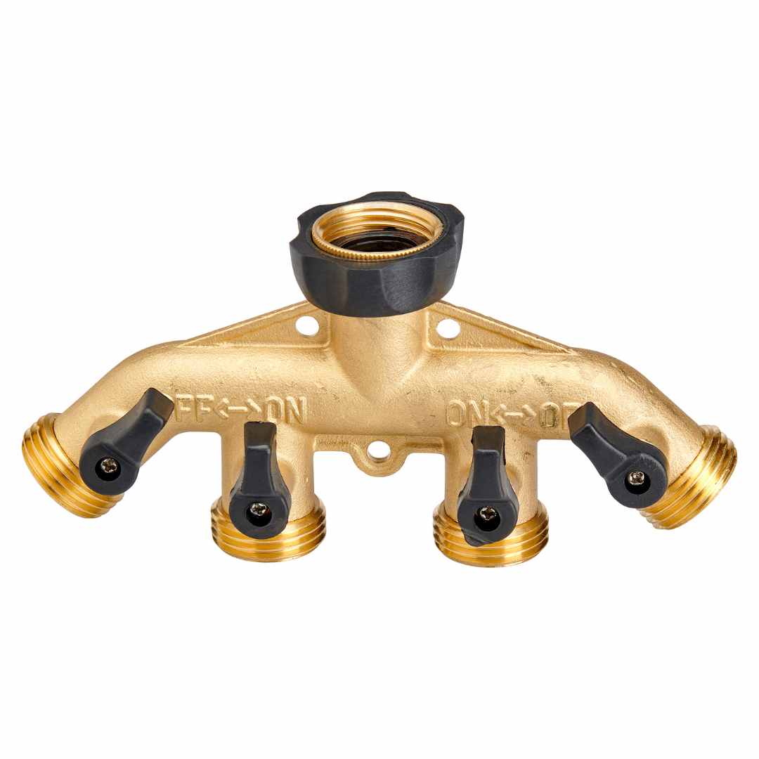 ¾” Brass 2 & 4 Way Hose Tap _ Valves - 4-Way Hose Bib